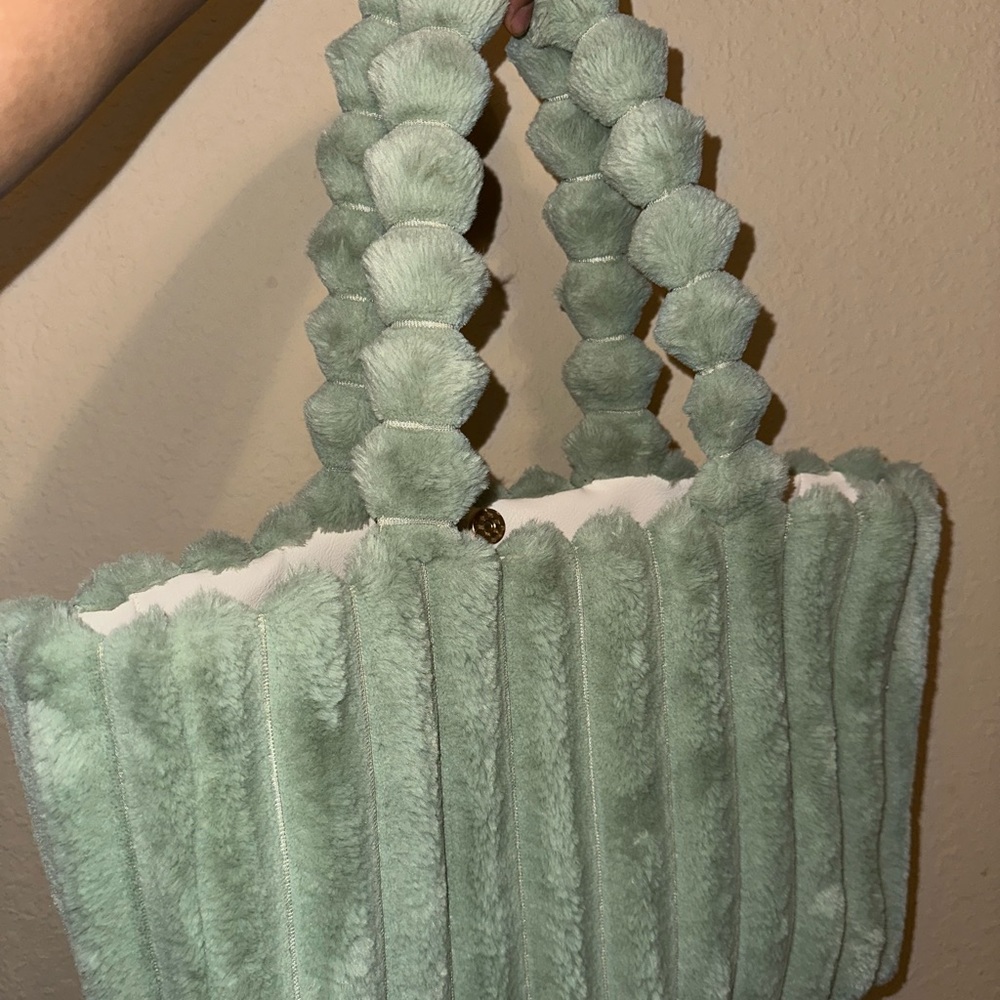 Plush Mint Green Shoulder Tote Bag